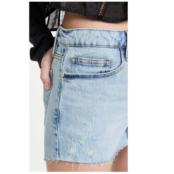 Frame Le Grand Garcon Distressed Raw Hem Cutoff Shorts Rich Lake - Picture 5 of 5
